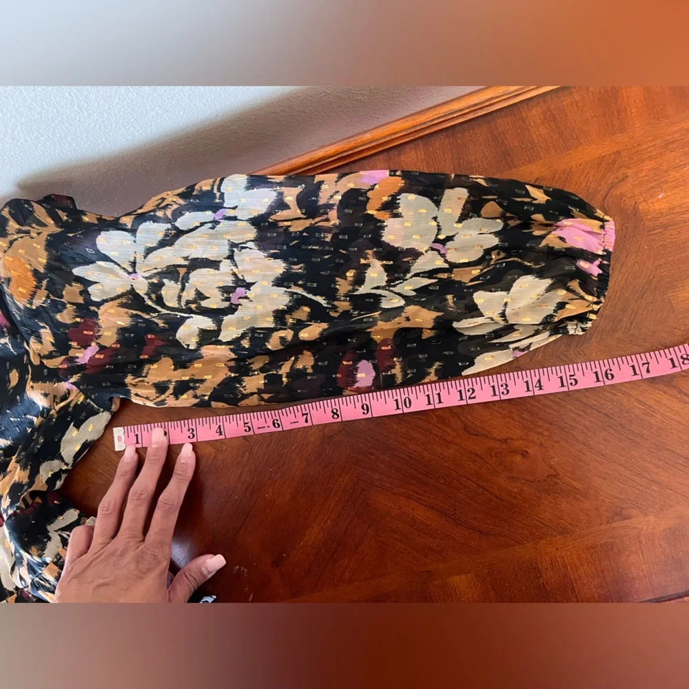 LOFT NWT Metallic Clip Gardenia Cutout High Slit Floral Maxi Dress Size SP - Picture 11 of 15